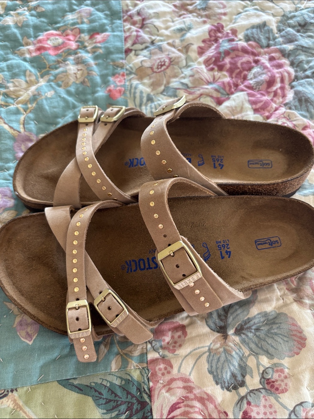 Birkenstock Women’s Taupe Studded Double-Strap Sandals - Picture 2 of 3